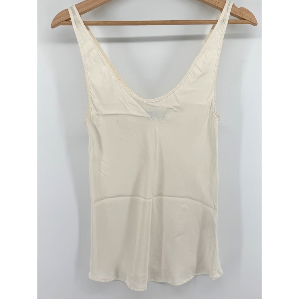FRAME Blanc 100% Silk Charmeuse Tank Top LWSH0105 White V-Neck Camisole Small